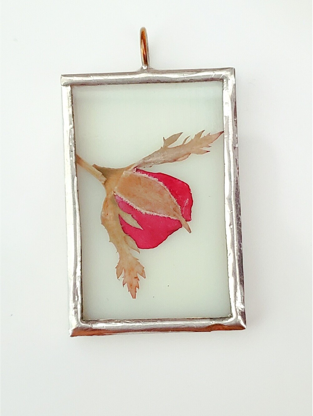 Pressed Floral Square Glass Pendant